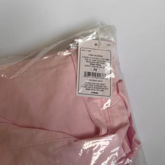 Target Auden Light Pink Women's satin short sleeve pajama set top and bottom NWT - Picture 2 of 4